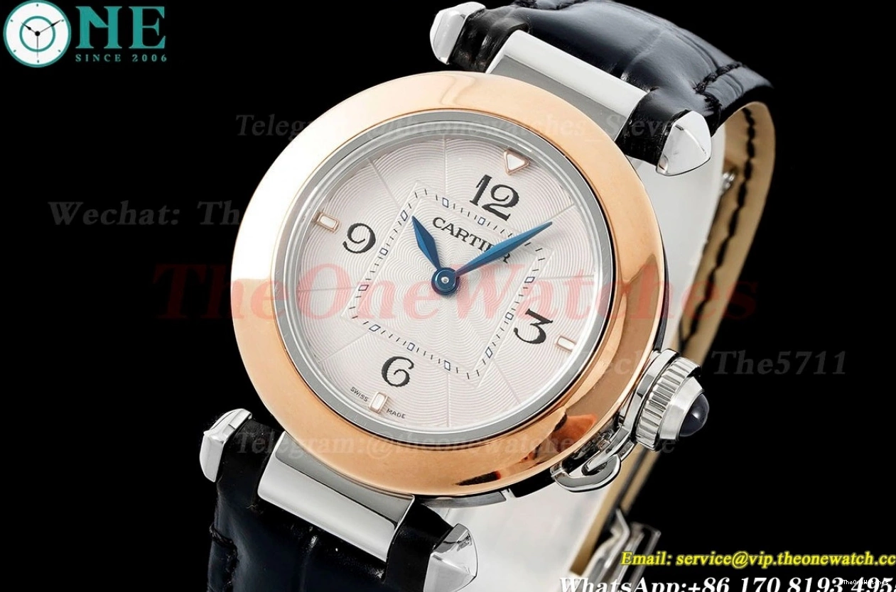 Cartier 30mm AF Dial Ladies Quartz De RG LE White Black Pasha 0303